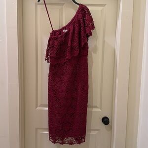 Beautiful One Shoulder Maroon Dress